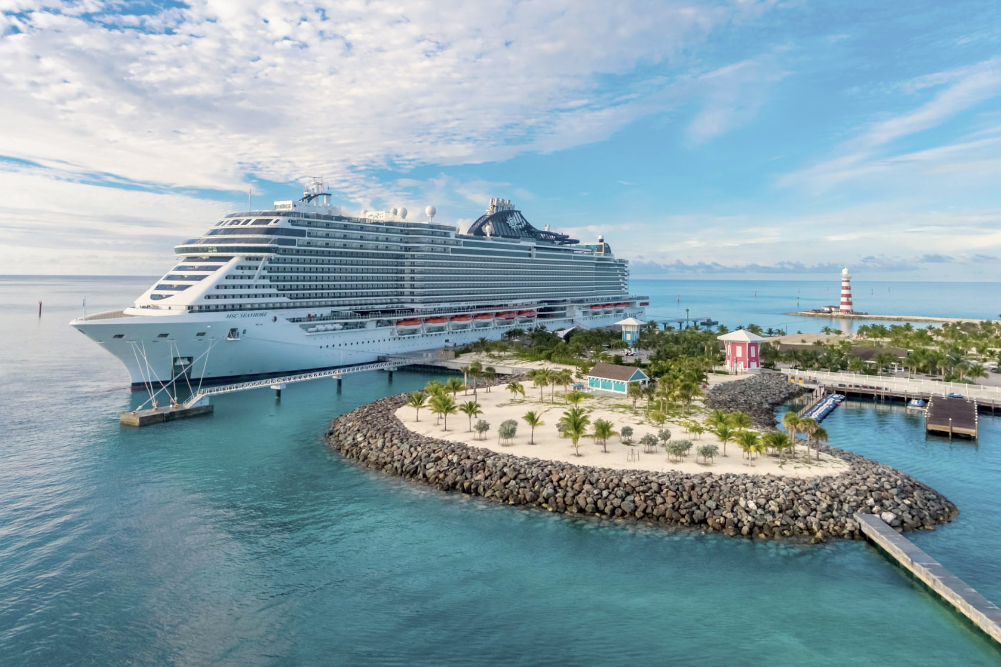 MSC ship on shore